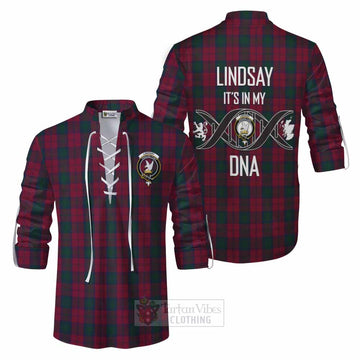 Lindsay Tartan Ghillie Kilt Shirt with Family Crest DNA In Me Style