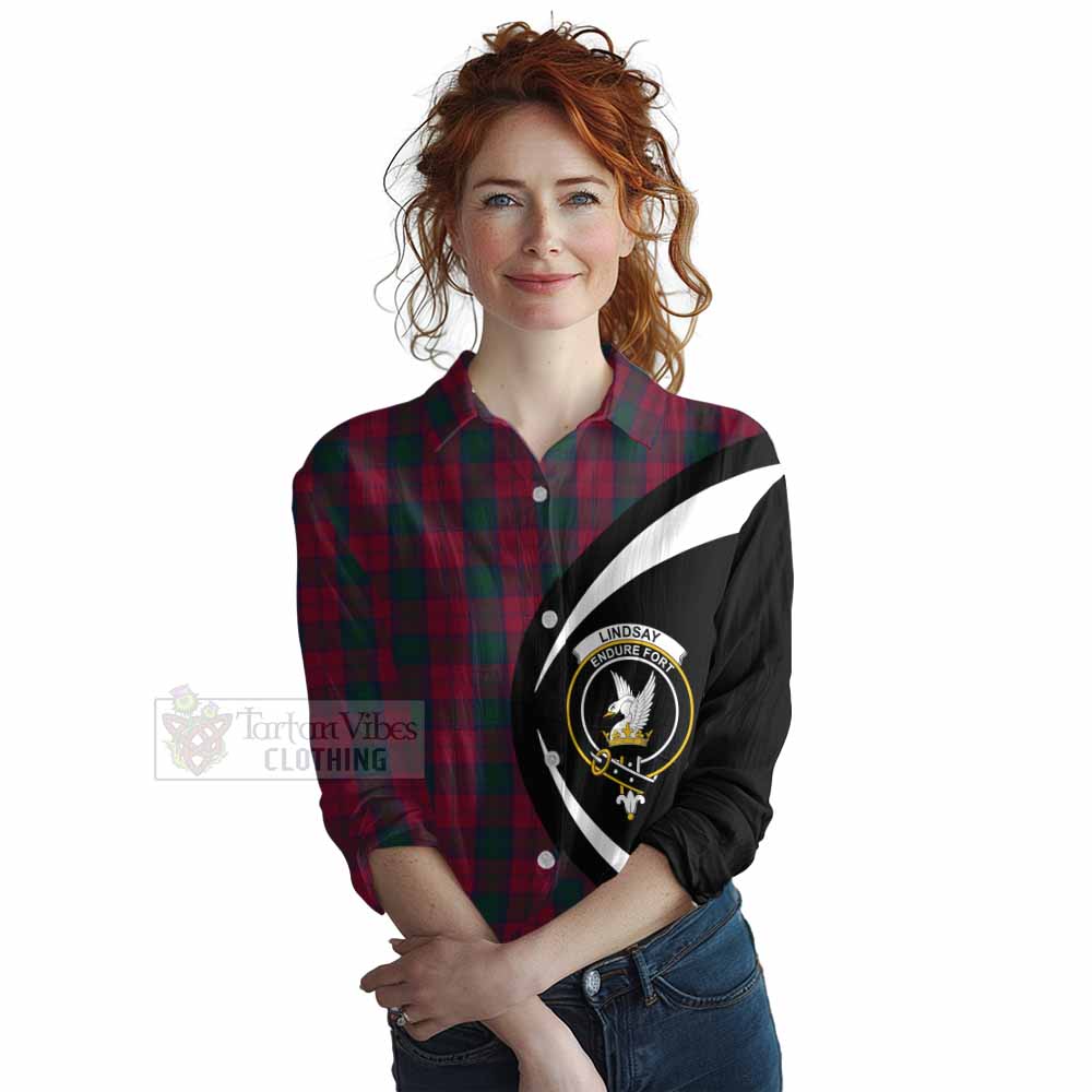 Tartan Vibes Clothing Lindsay Tartan Women's Casual Shirt with Family Crest Circle Style