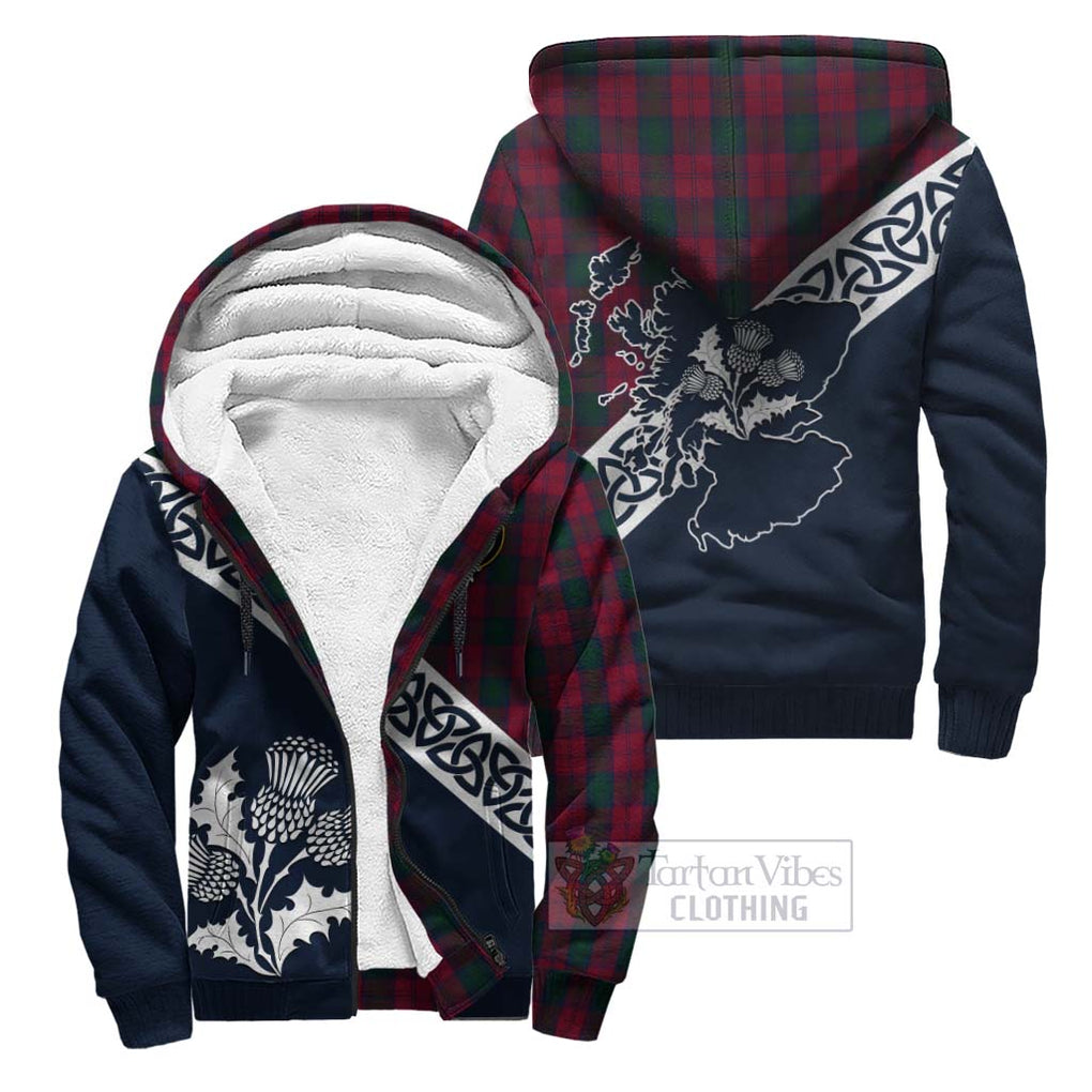 Tartan Vibes Clothing Lindsay Tartan Sherpa Hoodie Featuring Thistle and Scotland Map