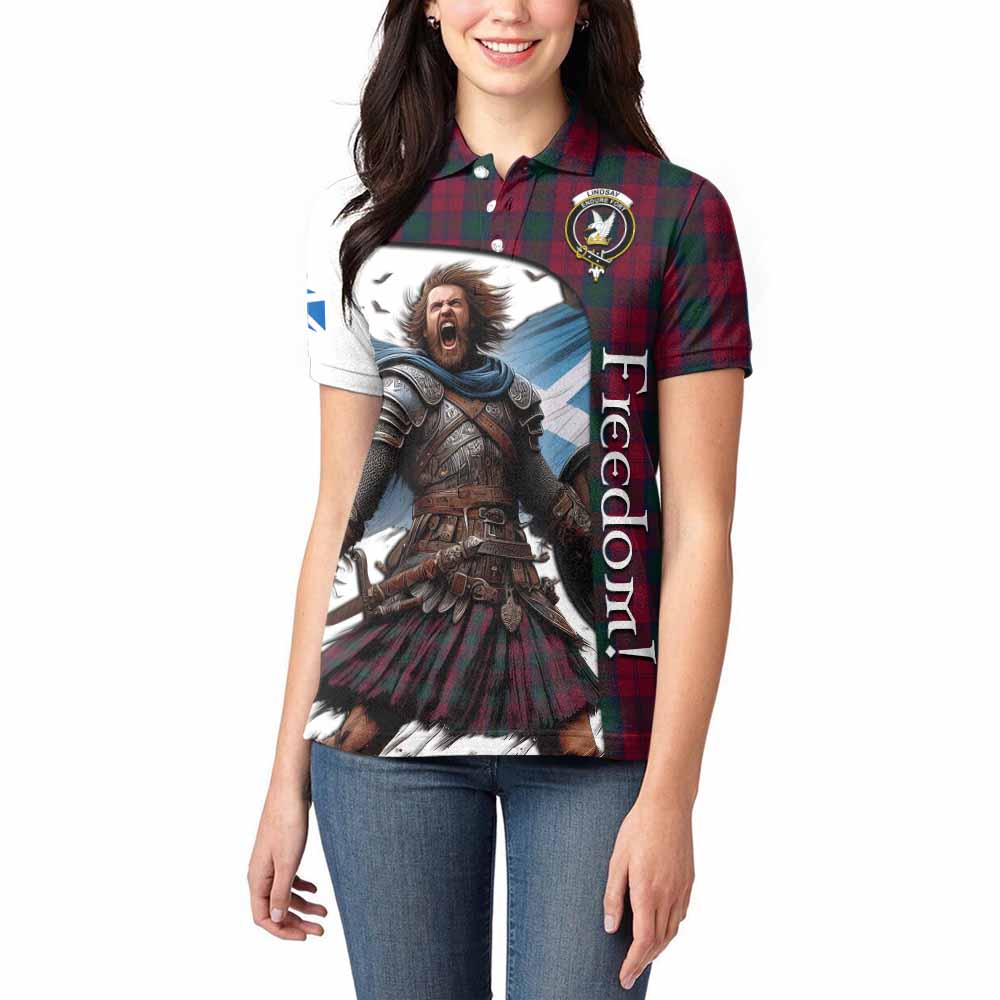 Tartan Vibes Clothing Lindsay Crest Tartan Women's Polo Shirt Inspired by the Freedom of Scottish Warrior