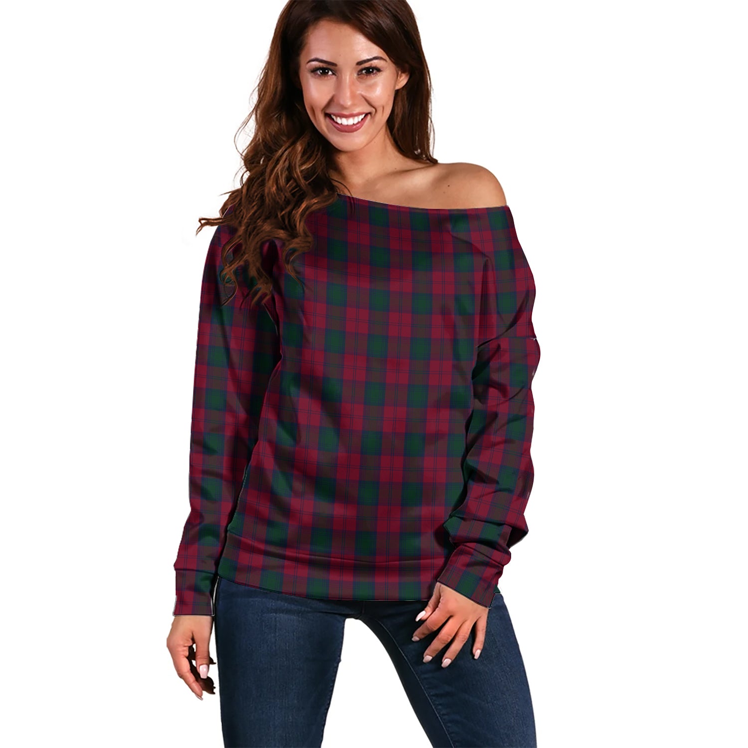 Lindsay Tartan Off Shoulder Women Sweater Women - Tartanvibesclothing