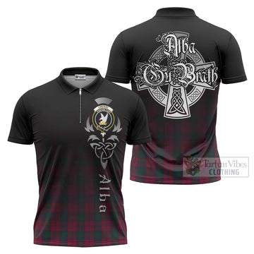 Lindsay Tartan Zipper Polo Shirt Featuring Alba Gu Brath Family Crest Celtic Inspired