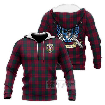 Lindsay Tartan Knitted Hoodie with Family Crest Celtic Skull Style