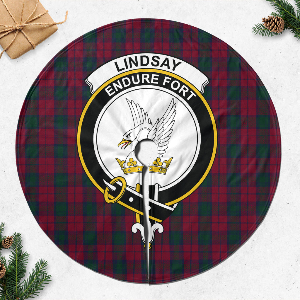 Lindsay Tartan Christmas Tree Skirt with Family Crest - Tartanvibesclothing