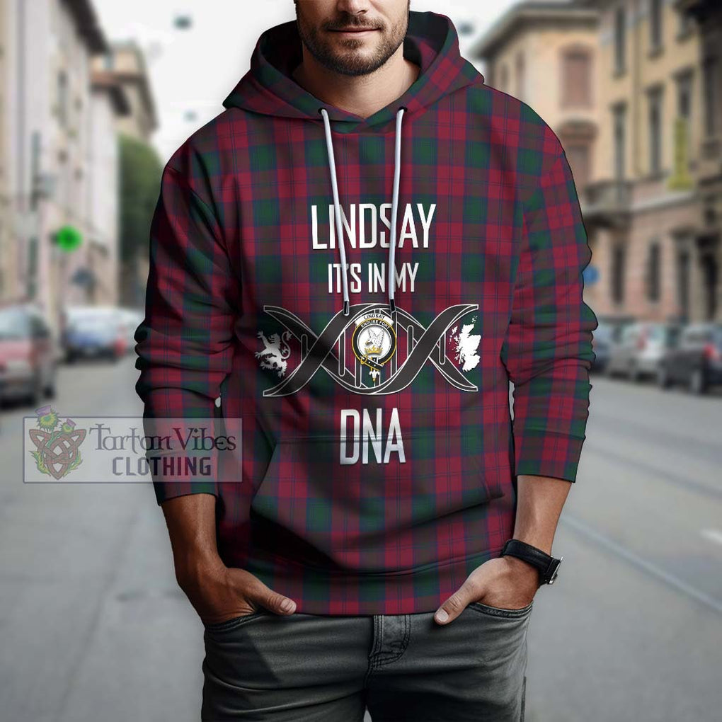 Lindsay Tartan Hoodie with Family Crest DNA In Me Style Pullover Hoodie - Tartanvibesclothing Shop