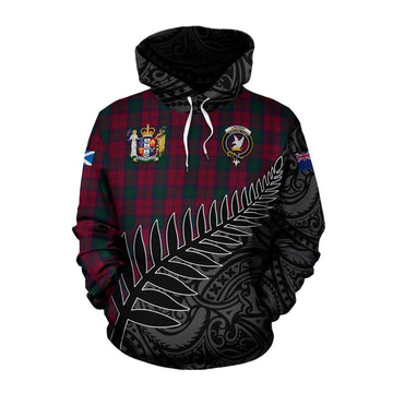 Lindsay Crest Tartan Cotton Hoodie with New Zealand Silver Fern Half Style