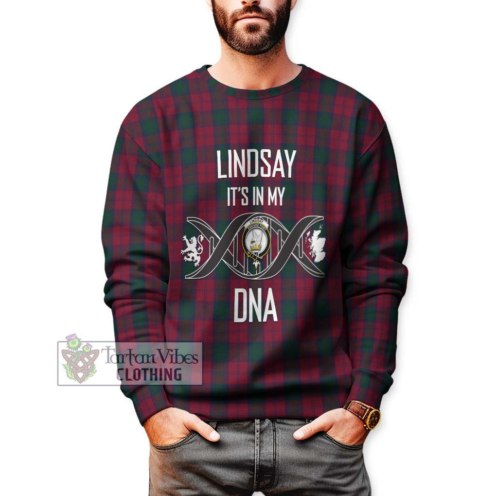 Lindsay Tartan Sweatshirt with Family Crest DNA In Me Style Unisex - Tartanvibesclothing Shop