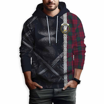 Lindsay Tartan Hoodie with Family Crest Cross Sword Thistle Celtic Vibes