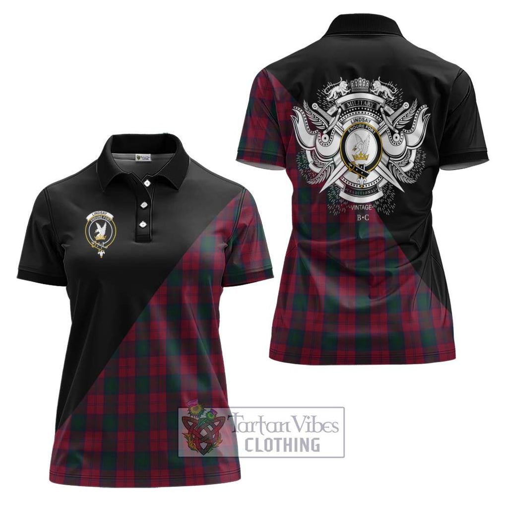 Lindsay Tartan Women's Polo Shirt with Family Crest and Military Logo Style Women - Tartanvibesclothing Shop