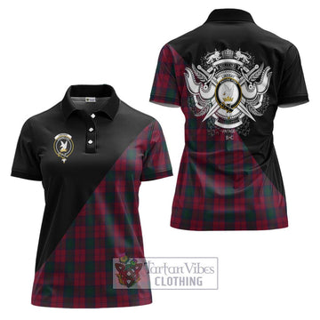 Lindsay Tartan Women's Polo Shirt with Family Crest and Military Logo Style