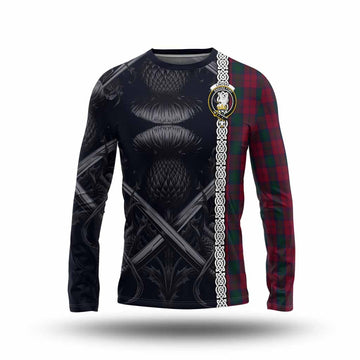 Lindsay Tartan Long Sleeve T-Shirt with Family Crest Cross Sword Thistle Celtic Vibes