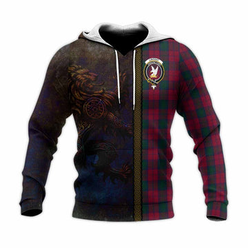 Lindsay Tartan Family Crest Knitted Hoodie Alba Gu Brath Be Brave Lion Ancient Style Unisex Knitted Pullover Hoodie - Tartan Vibes Clothing