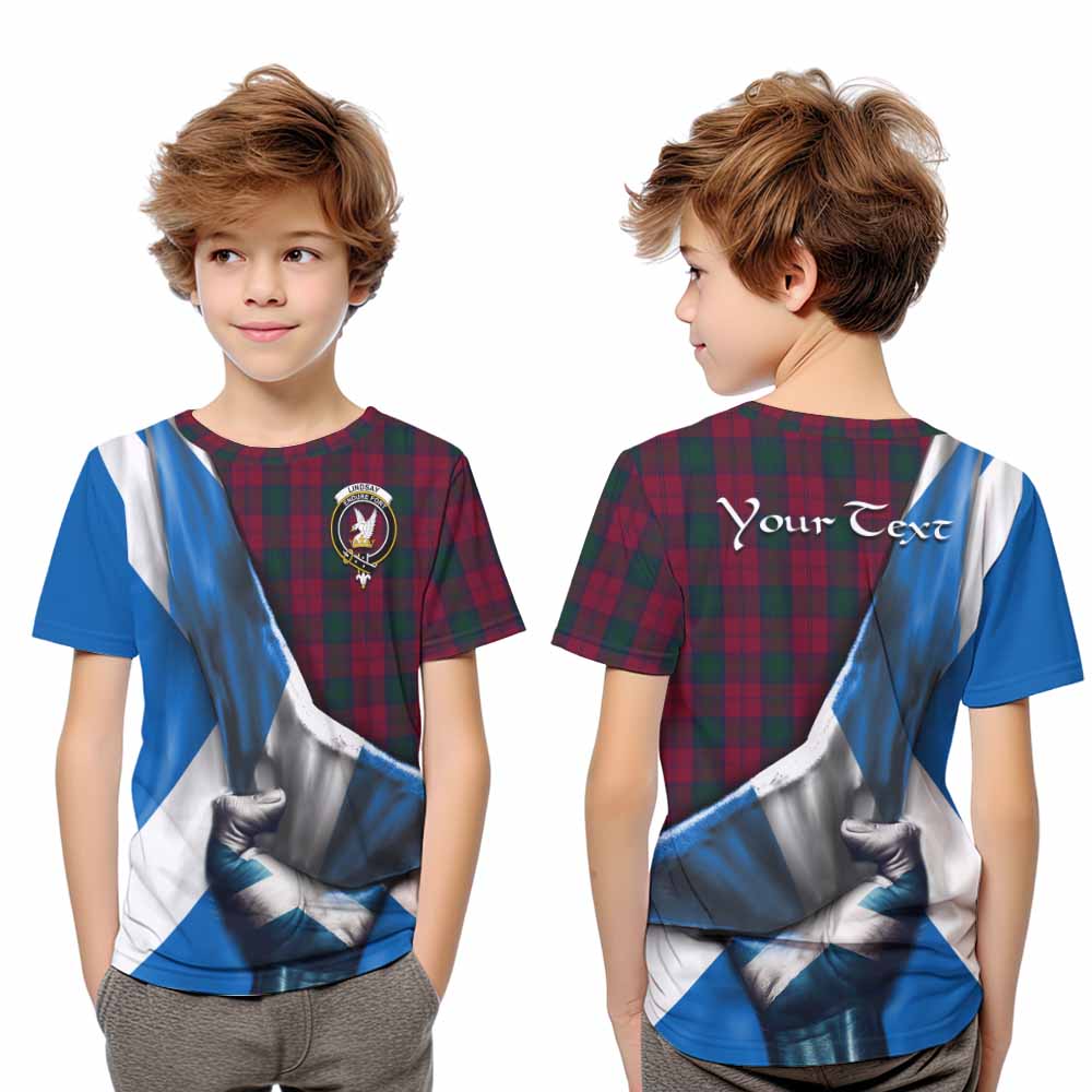 Tartan Vibes Clothing Lindsay Tartan Kid T-Shirt with Family Crest Scotland Patriotic Style