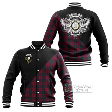 Lindsay Tartan Baseball Jacket with Family Crest and Military Logo Style