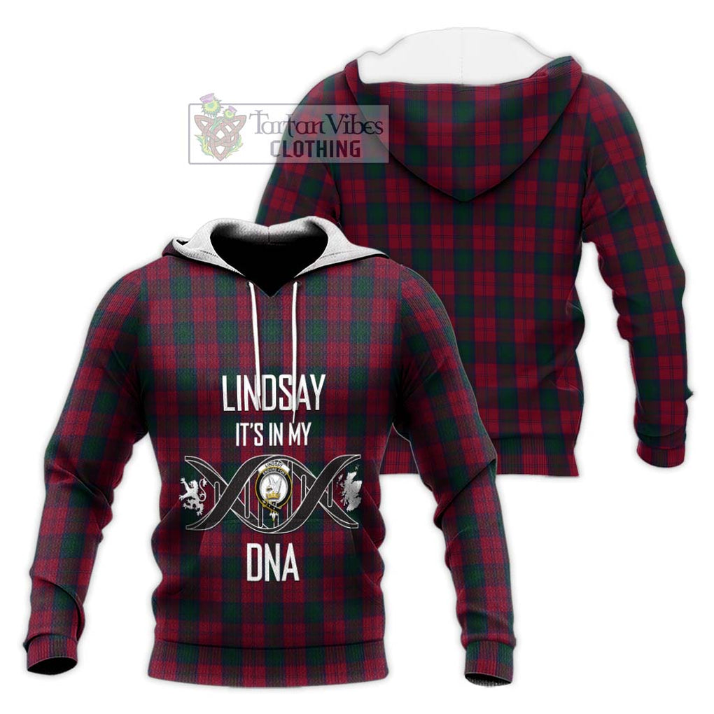 Lindsay Tartan Knitted Hoodie with Family Crest DNA In Me Style Unisex Knitted Pullover Hoodie - Tartanvibesclothing Shop