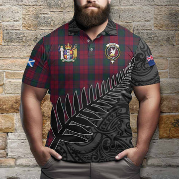 Lindsay Crest Tartan Polo Shirt with New Zealand Silver Fern Half Style