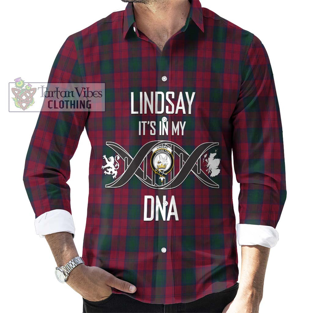 Lindsay Tartan Long Sleeve Button Shirt with Family Crest DNA In Me Style Men's Shirt S - Tartanvibesclothing Shop