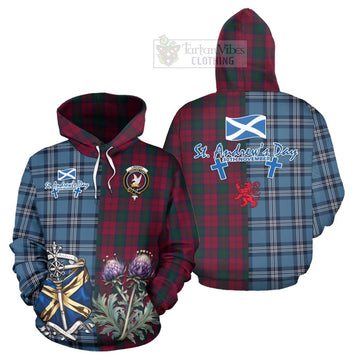 Lindsay Tartan Hoodie Happy St. Andrew's Day Half Tartan Style