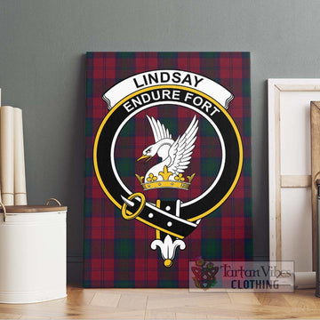 Lindsay Tartan Canvas Print Wall Art with Family Crest