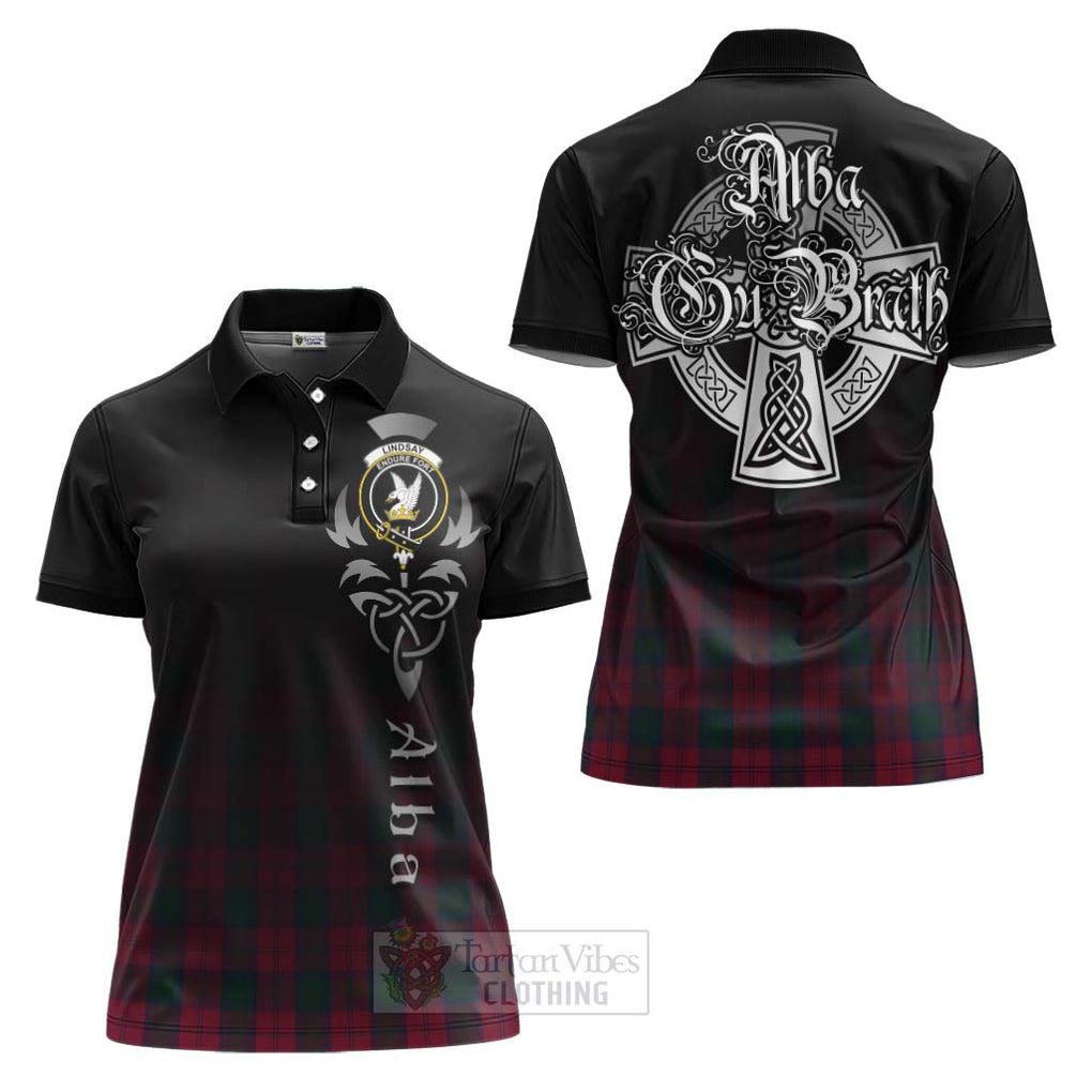 Tartan Vibes Clothing Lindsay Tartan Women's Polo Shirt Featuring Alba Gu Brath Family Crest Celtic Inspired