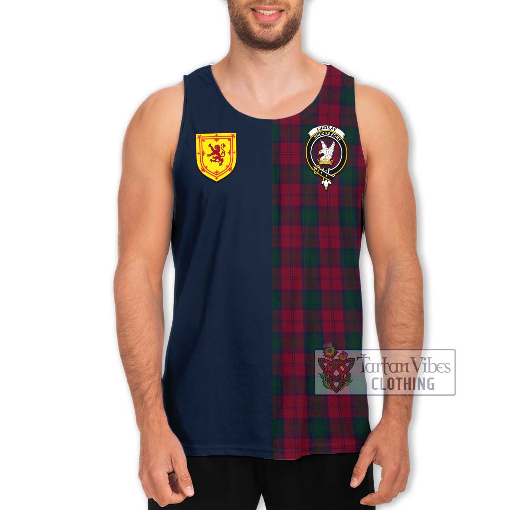 Tartan Vibes Clothing Lindsay Tartan Men's Tank Top with Scottish Lion Royal Arm Half Style