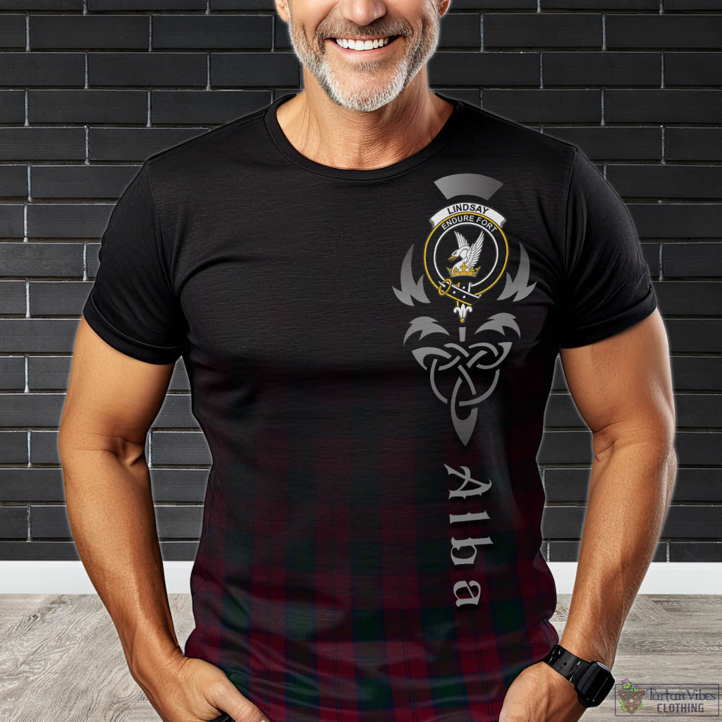 Tartan Vibes Clothing Lindsay Tartan T-Shirt Featuring Alba Gu Brath Family Crest Celtic Inspired