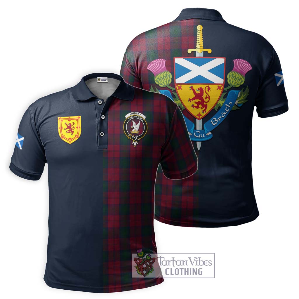 Tartan Vibes Clothing Lindsay Tartan Polo Shirt with Scottish Lion Royal Arm Half Style