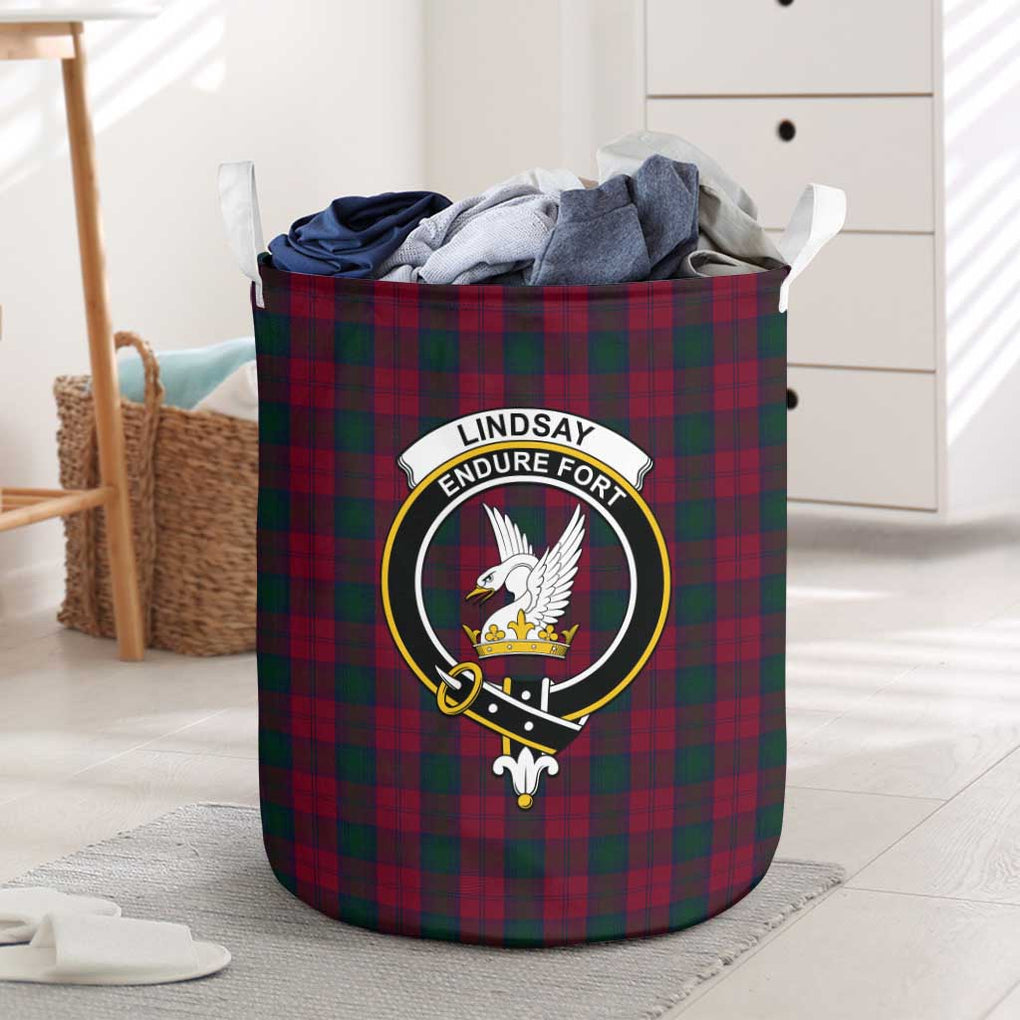 Lindsay Tartan Laundry Basket with Family Crest One Size - Tartanvibesclothing Shop