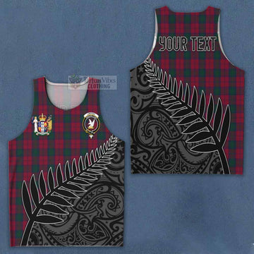 Lindsay Crest Tartan Men's Tank Top with New Zealand Silver Fern Half Style