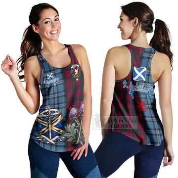 Lindsay Tartan Women's Racerback Tanks Happy St. Andrew's Day Half Tartan Style