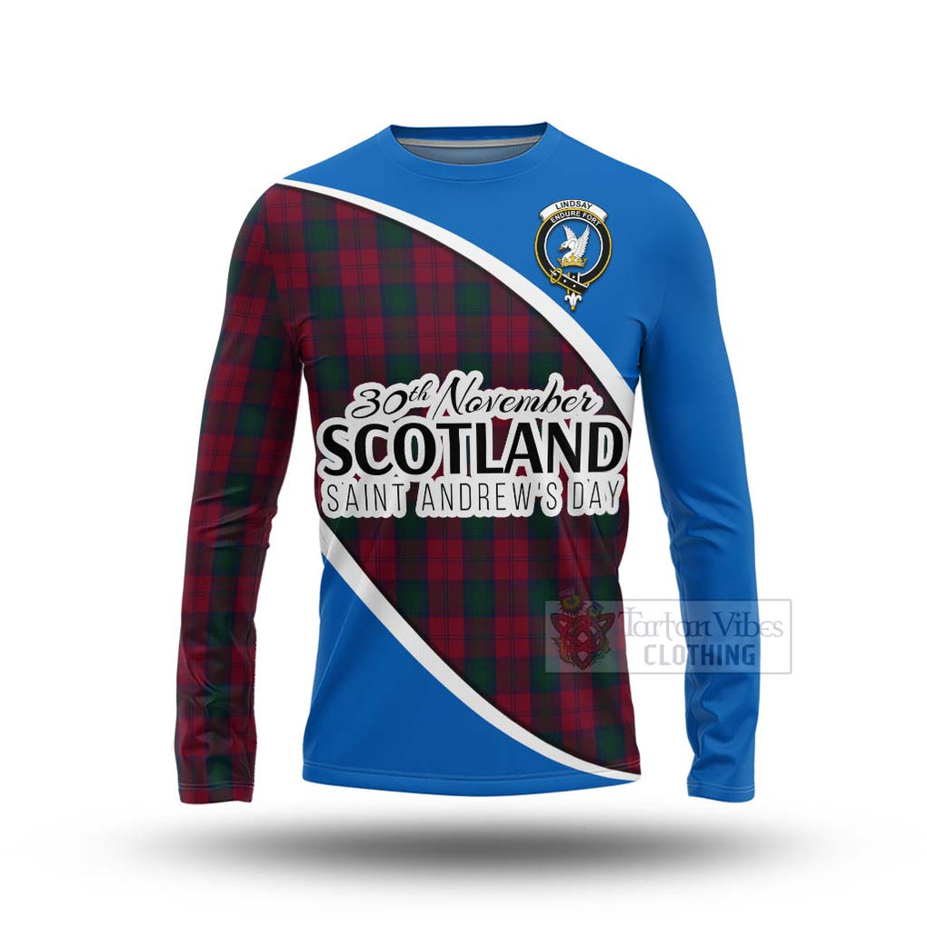 Tartan Vibes Clothing Lindsay Family Crest Tartan Long Sleeve T-Shirt Celebrate Saint Andrew's Day in Style