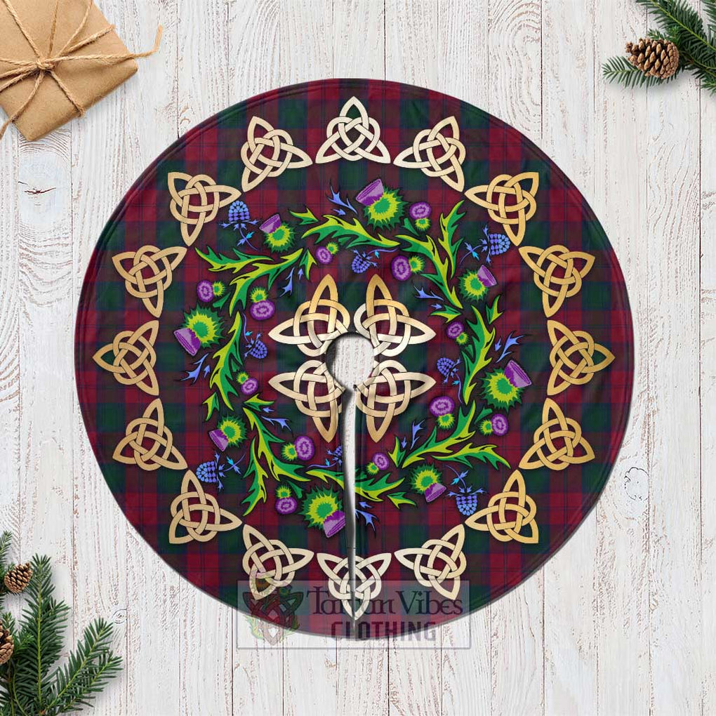 Tartan Vibes Clothing Lindsay Tartan Christmas Tree Skirt with Thistle Celtic Knot Style