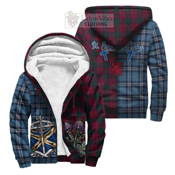 Lindsay Tartan Sherpa Hoodie Happy St. Andrew's Day Half Tartan Style