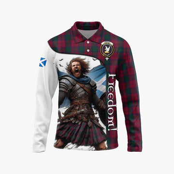 Lindsay Crest Tartan Long Sleeve Polo Shirt Inspired by the Freedom of Scottish Warrior