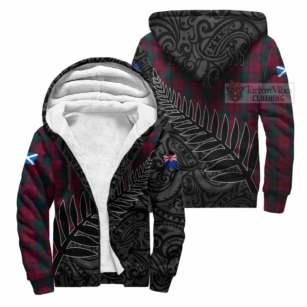 Tartan Vibes Clothing Lindsay Crest Tartan Sherpa Hoodie with New Zealand Silver Fern Half Style