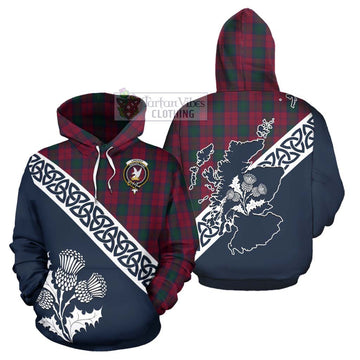 Lindsay Tartan Hoodie Featuring Thistle and Scotland Map