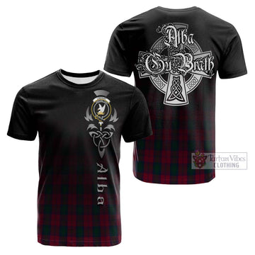 Lindsay Tartan Cotton T-shirt Featuring Alba Gu Brath Family Crest Celtic Inspired