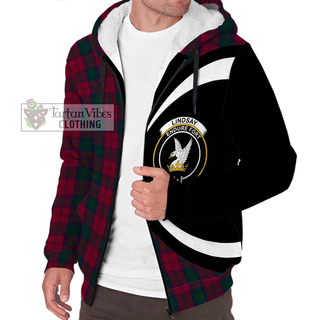 Lindsay Tartan Sherpa Hoodie with Family Crest Circle Style Unisex S - Tartan Vibes Clothing