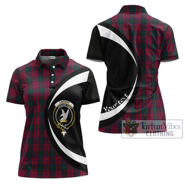 Lindsay Tartan Women's Polo Shirt with Family Crest Circle Style