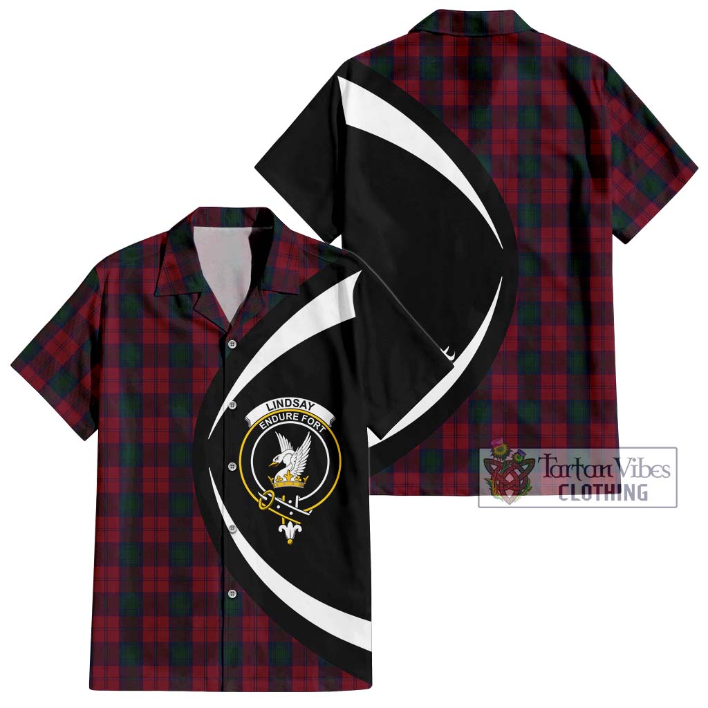 Lindsay Tartan Short Sleeve Button Up with Family Crest Circle Style Kid - Tartan Vibes Clothing