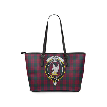 Lindsay Tartan Leather Tote Bag with Family Crest