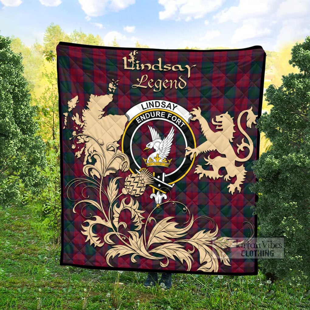 Tartan Vibes Clothing Lindsay Tartan Quilt with Family Crest and Scottish Symbol Style