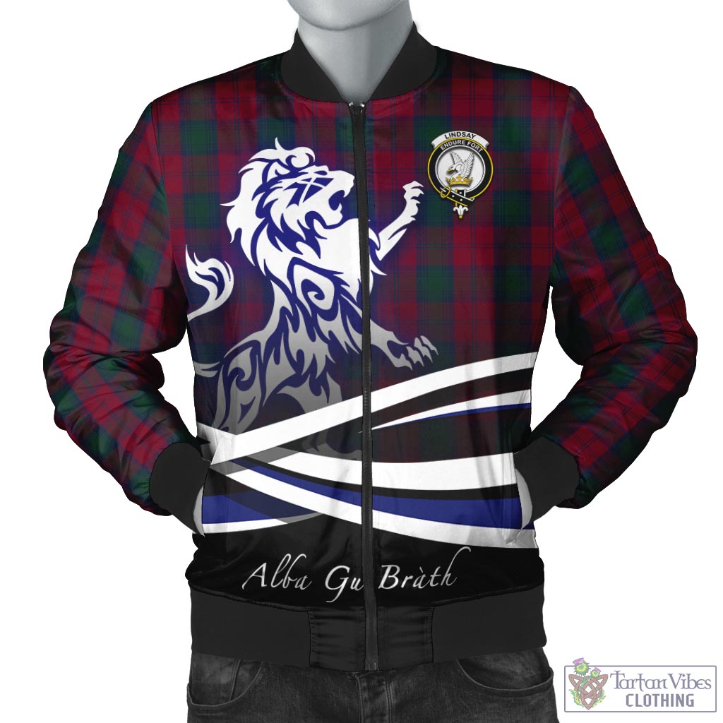 Tartan Vibes Clothing Lindsay Tartan Bomber Jacket with Alba Gu Brath Regal Lion Emblem