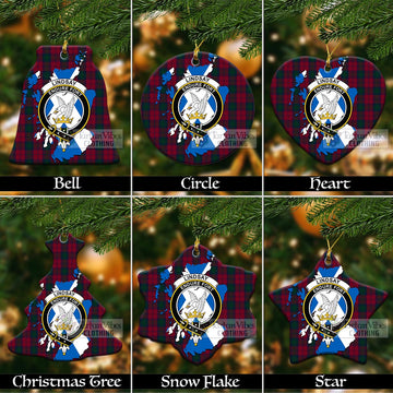 Lindsay Tartan Christmas Ornament with Family Crest and Scotland Map