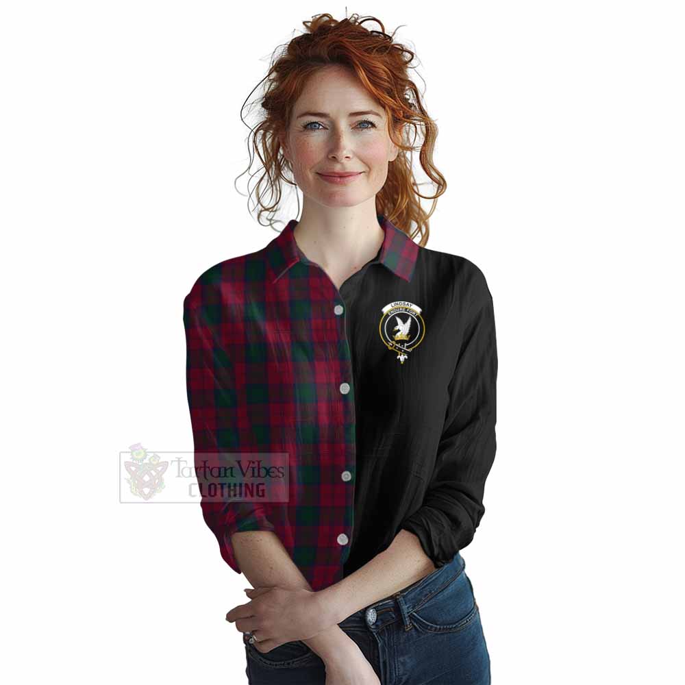 Tartan Vibes Clothing Lindsay Tartan Women's Casual Shirt with Family Crest and Half Of Me Style