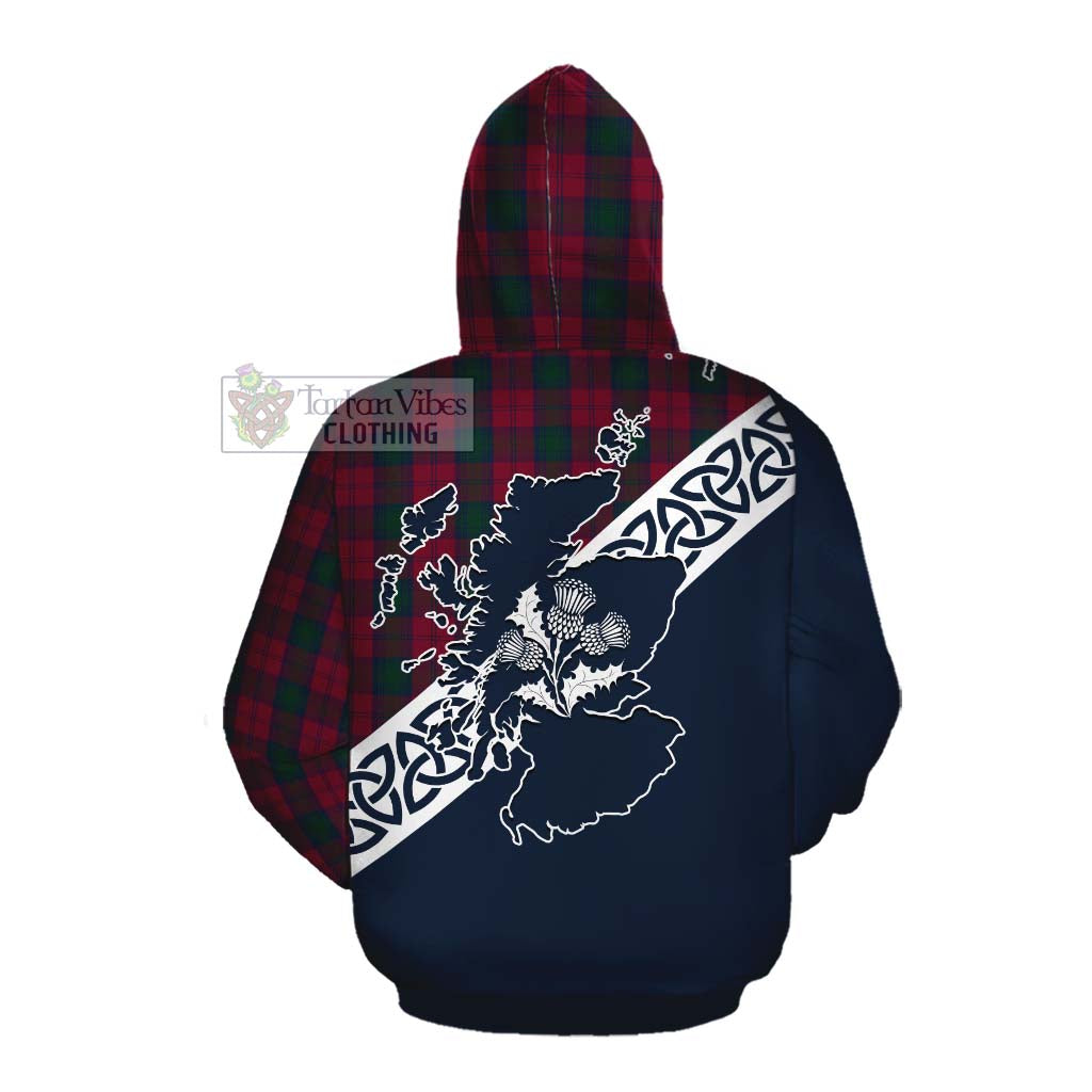 Tartan Vibes Clothing Lindsay Tartan Cotton Hoodie Featuring Thistle and Scotland Map