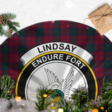 Lindsay Tartan Christmas Tree Skirt with Family Crest