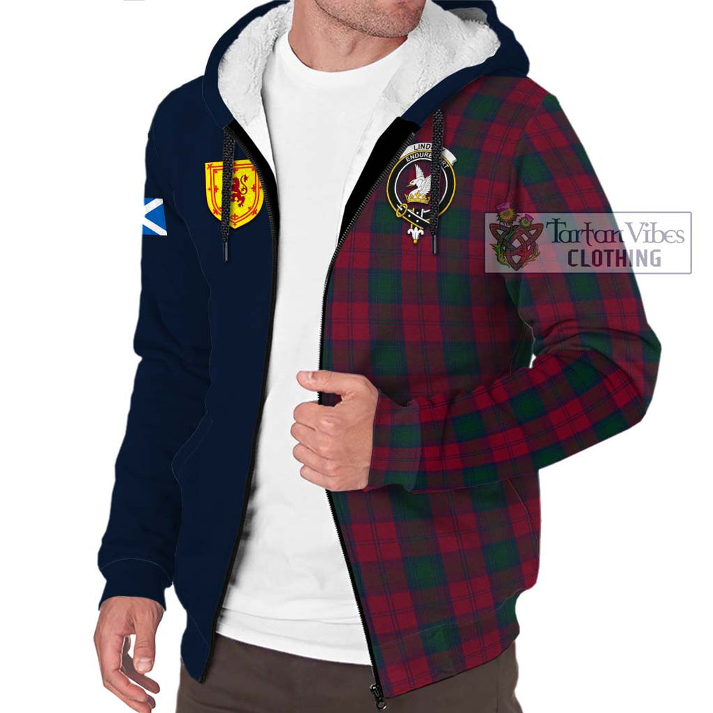 Tartan Vibes Clothing Lindsay Tartan Sherpa Hoodie with Scottish Lion Royal Arm Half Style