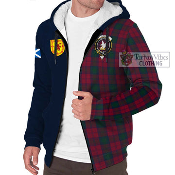 Lindsay Tartan Sherpa Hoodie Alba with Scottish Lion Royal Arm Half Style