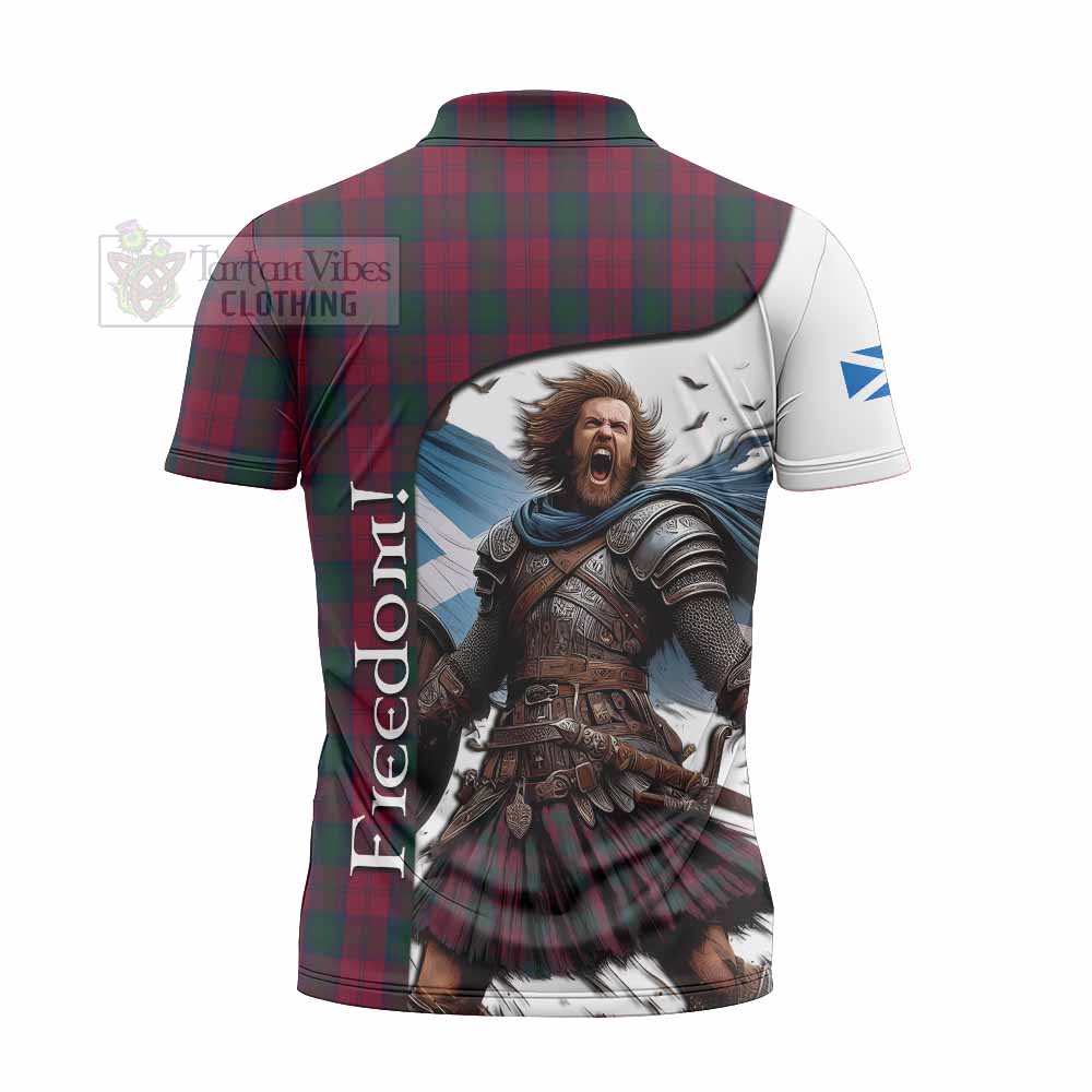 Tartan Vibes Clothing Lindsay Crest Tartan Zipper Polo Shirt Inspired by the Freedom of Scottish Warrior